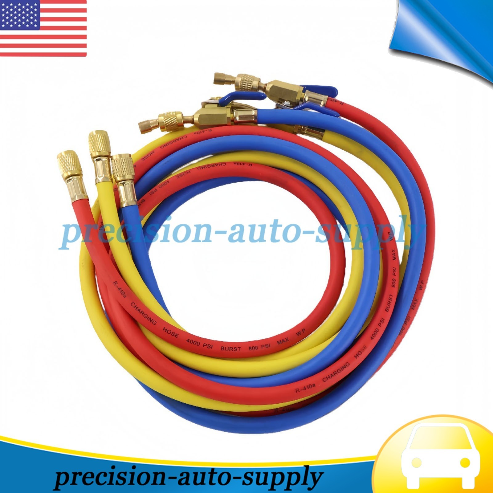Fit For Plus II 72″ Charging Hose Set 1/4″ Compact Ball Valve 3 Pack