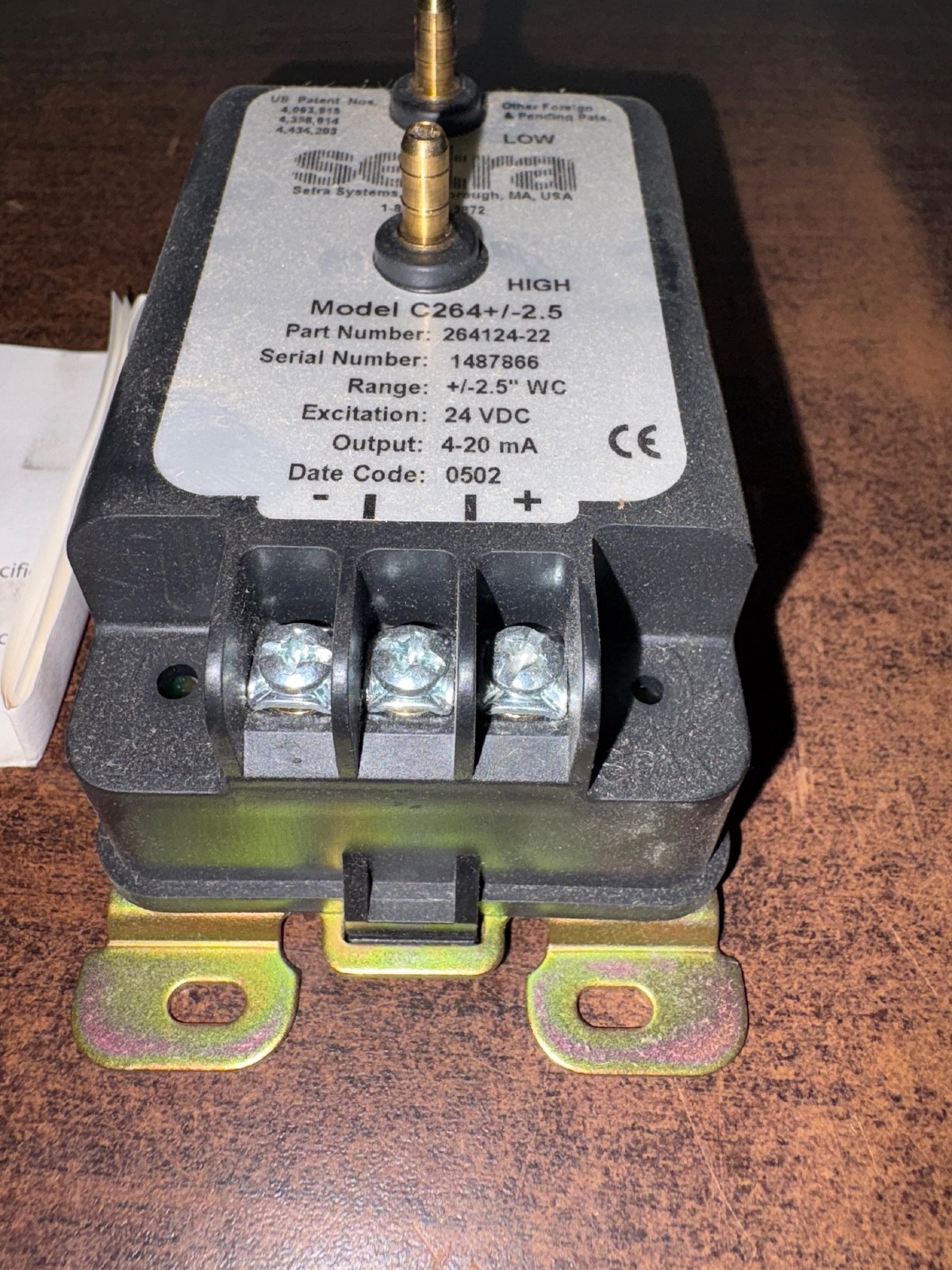NOS SETRA C264+/-2.5 DIFFERENTIAL PRESSURE TRANSDUCER B353