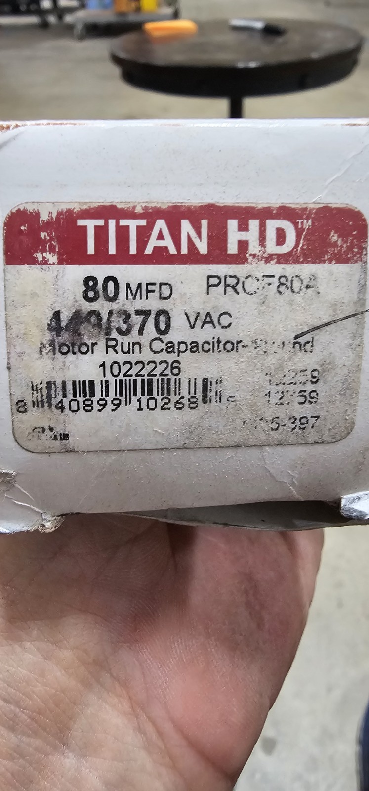 Titan HD PRCF80A Motor Run Capacitor 80 MFD 440/370 VAC Round HVAC New