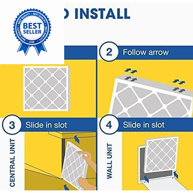 Aerostar 16x25x1 MERV 13 – 4 Count – Pleated HVAC, Furnace & 4 PACK, White