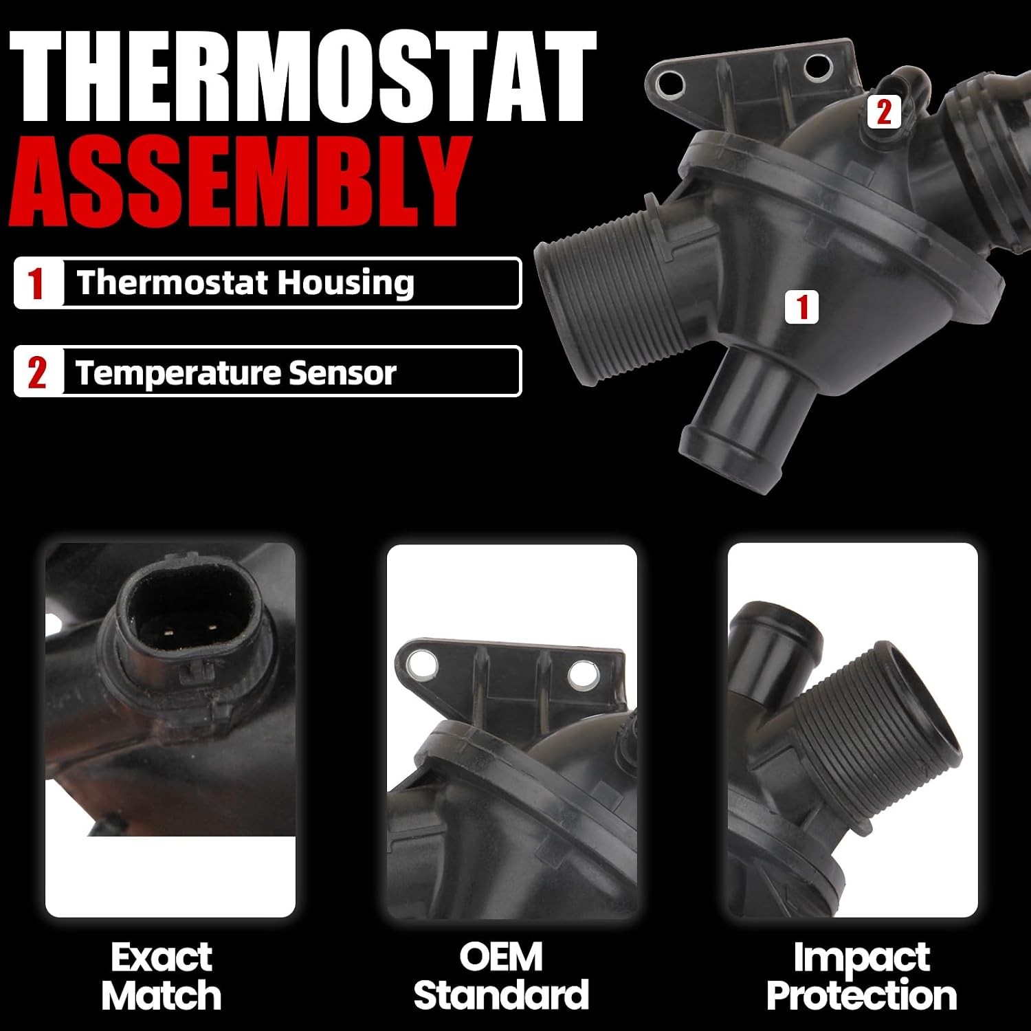 Engine Coolant Thermostat Assembly Compatible with 2012-2016 BMW 320i 325i 328i