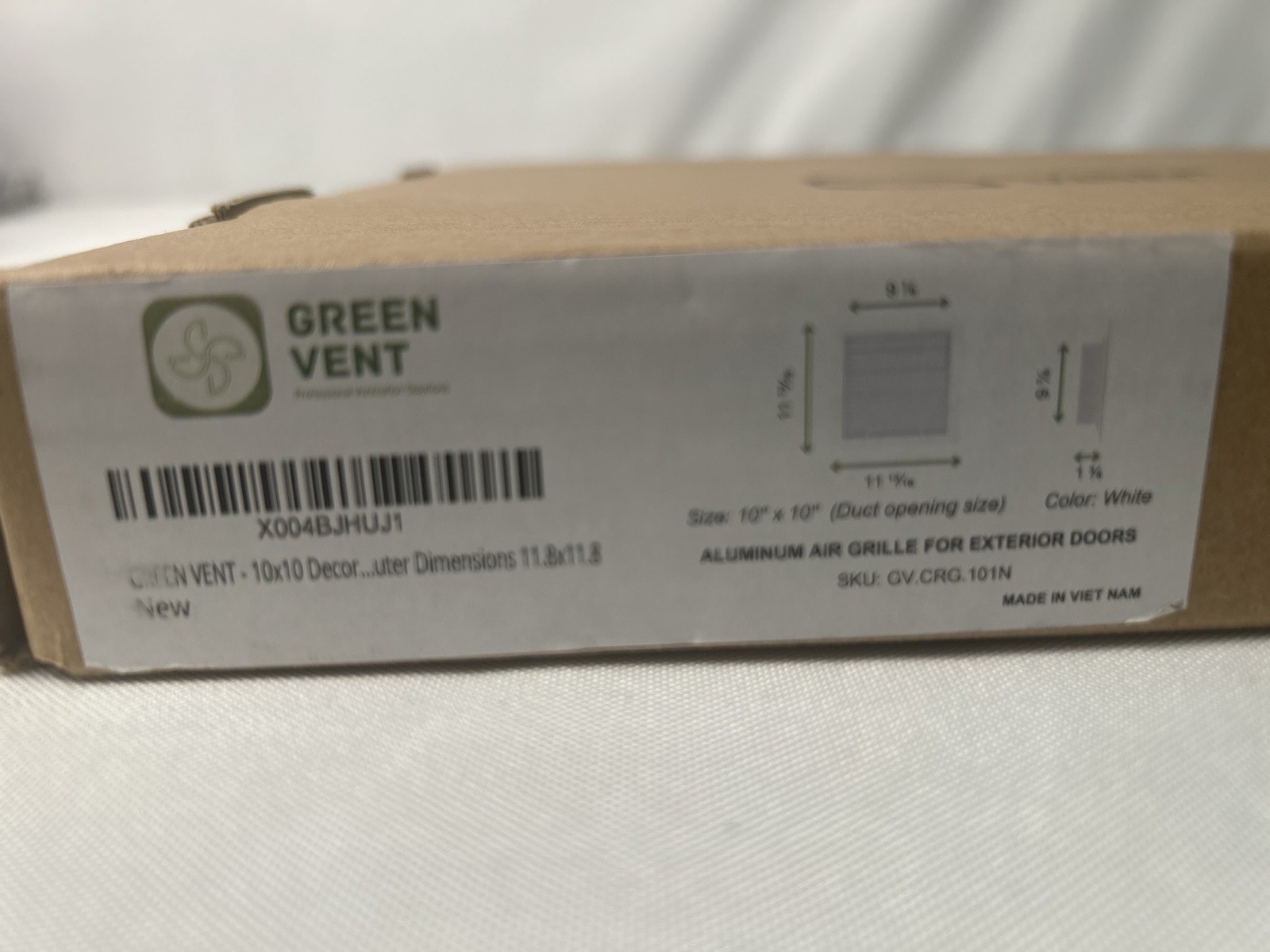 GREEN VENT Modern Air Return Grille 10×10 (Duct Opening), A10