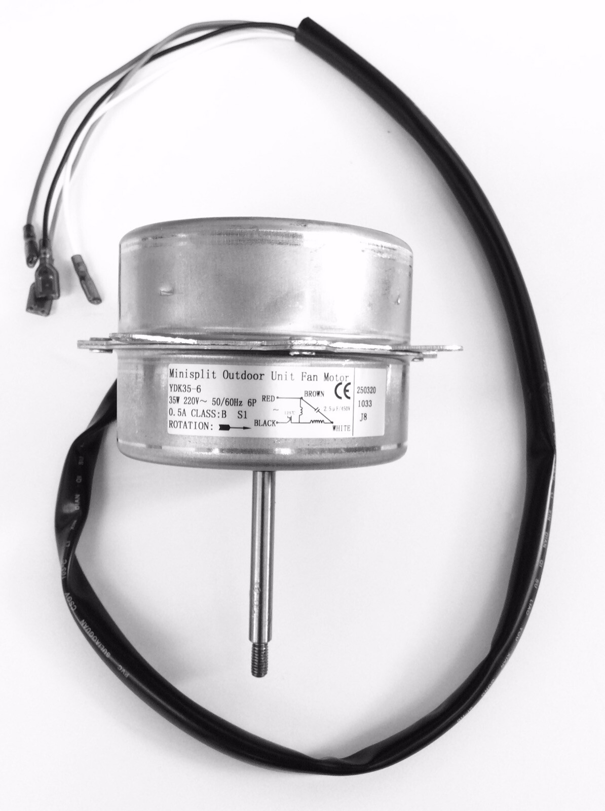 35 WATT MINI SPLIT CONDENSER FAN MOTOR 220V/50-60Hz-5/16″ SHAFT DIAMETER.