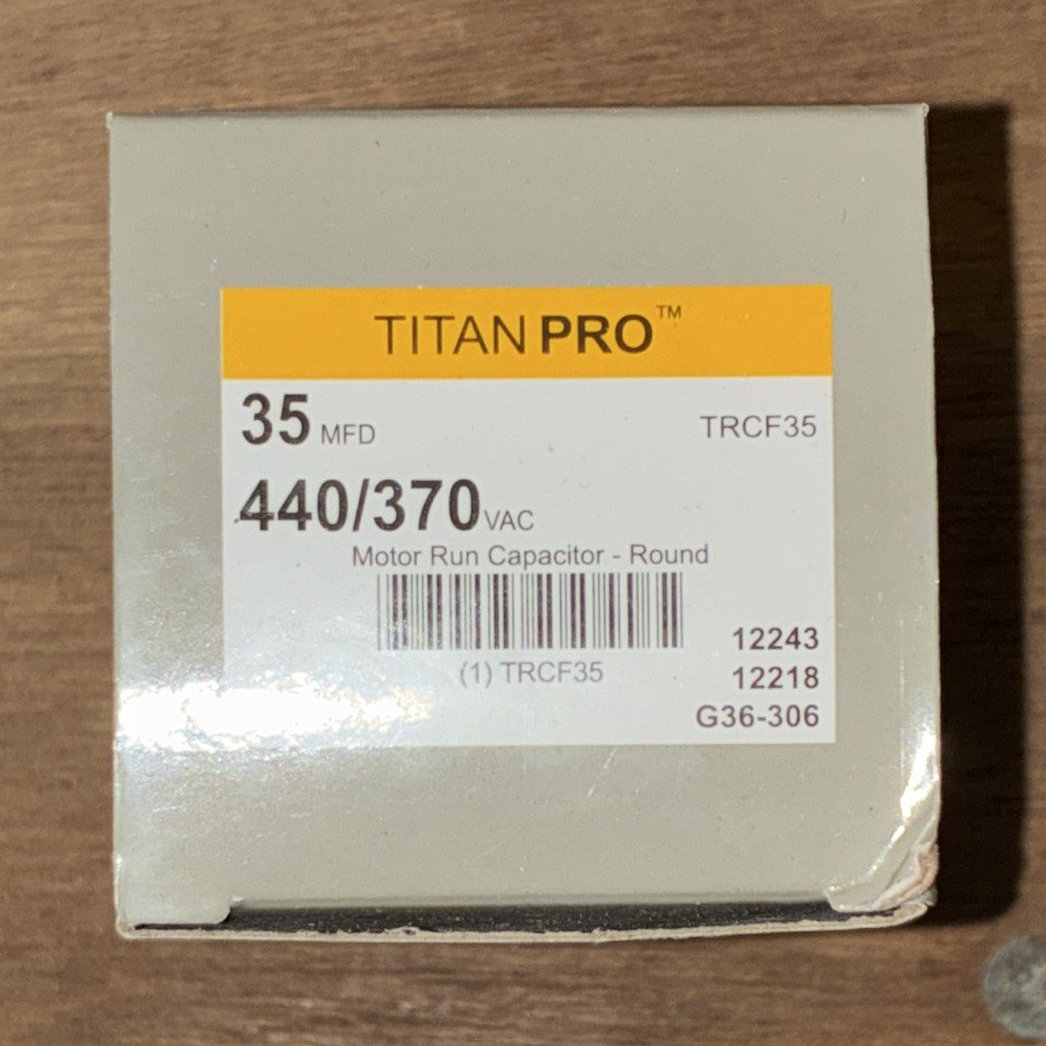 Titan Pro TRCF35 Round Motor Run Capacitor 35 MFD 440/370 VAC