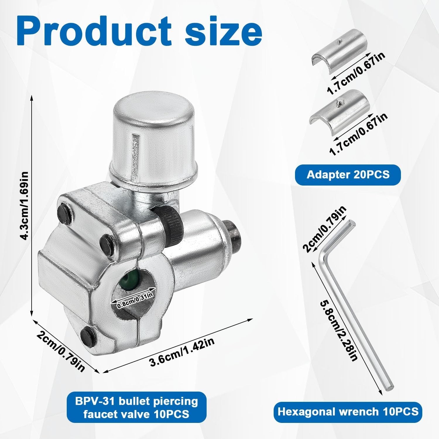 10 PCS BPV31 Bullet Piercing Valve Kits Refrigerator Tap 1/4 5/16 3/8 Inch