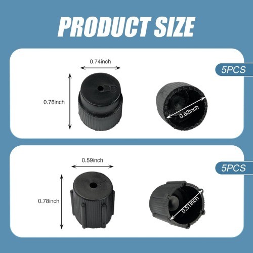 10 PCS Air Conditioning Valve Core Covers, High Side and Low Side Color: Black