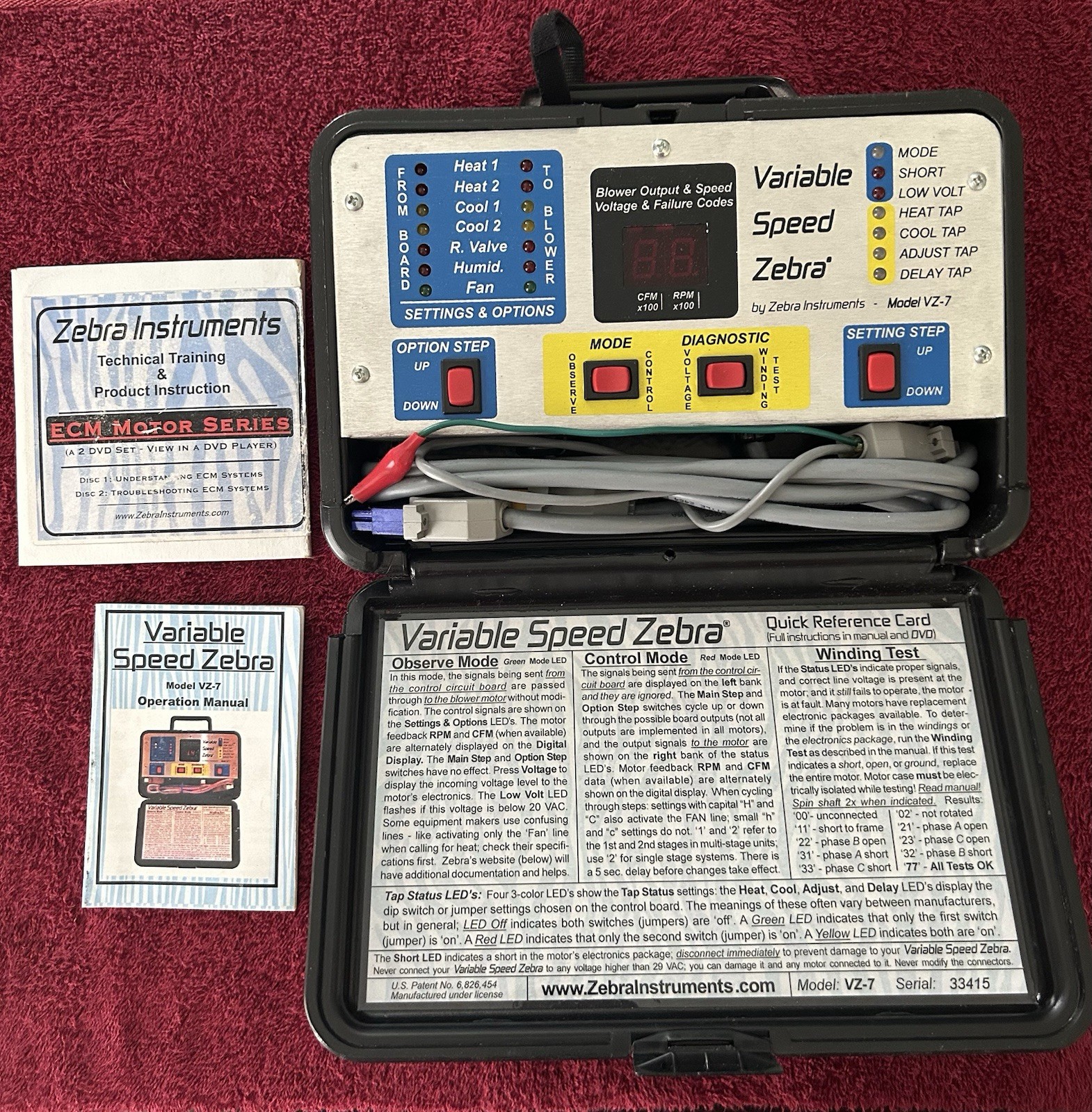 Zebra VZ-7 Variable Speed Blower Motor Analyzer HVAC Tester