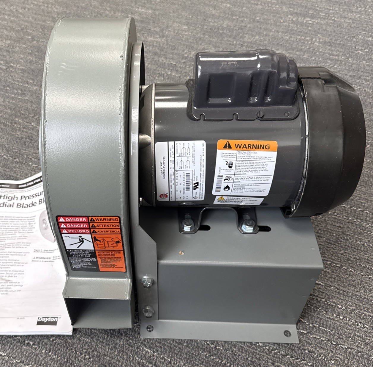 Dayton 48LX10 High Pressure Blower Wheel, Direct Drive Radial Blade 7-3/4 in Dia