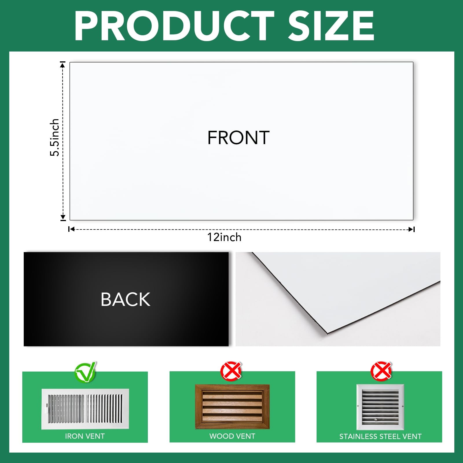 6 Pack Magnetic Vent Covers, Strong Covers 5.5 X 12inch 5.5X12-6P, Black