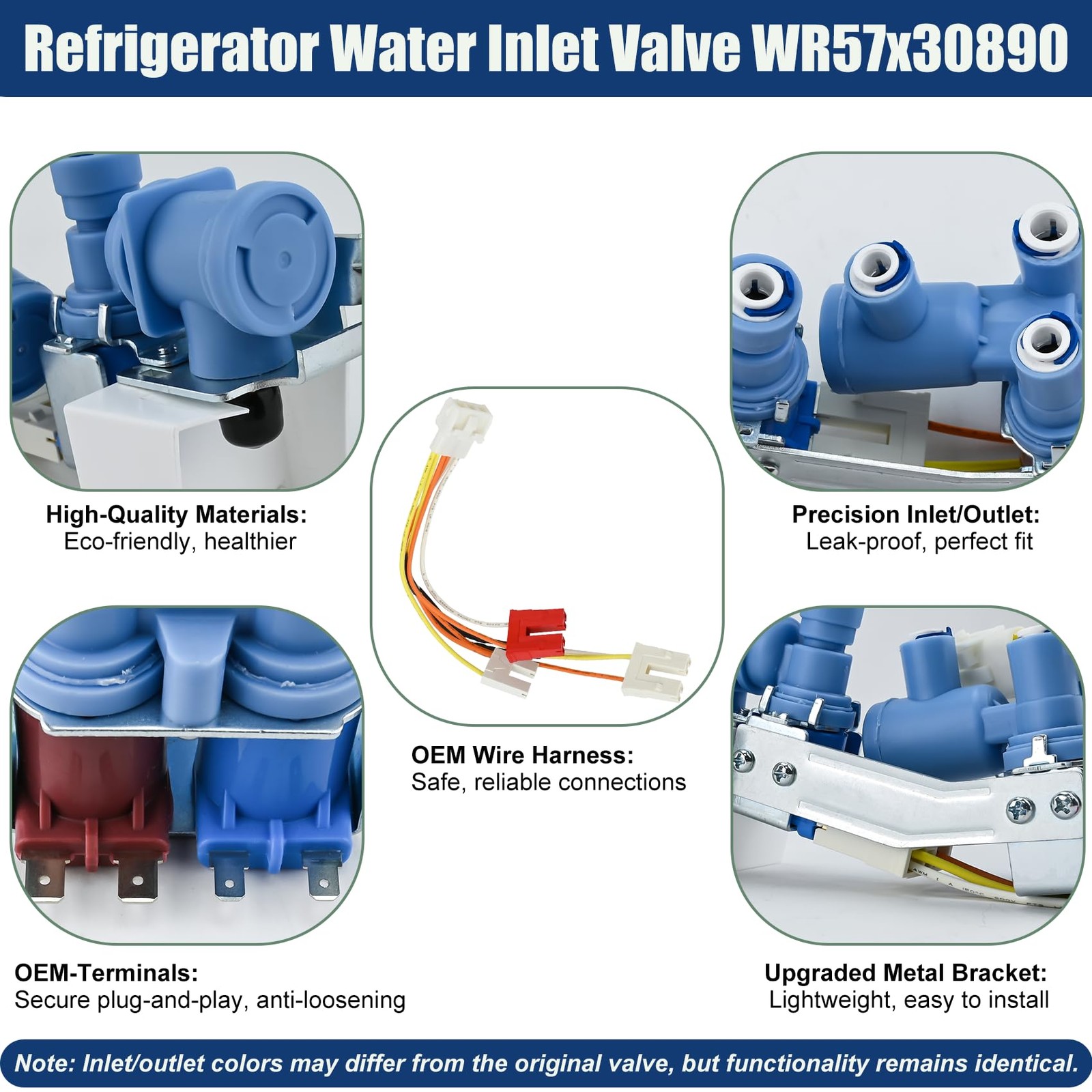WR57X30890, WR57X30891 Refrigerator Water 4.53 x 7.09 x 3.35 inches, Blue