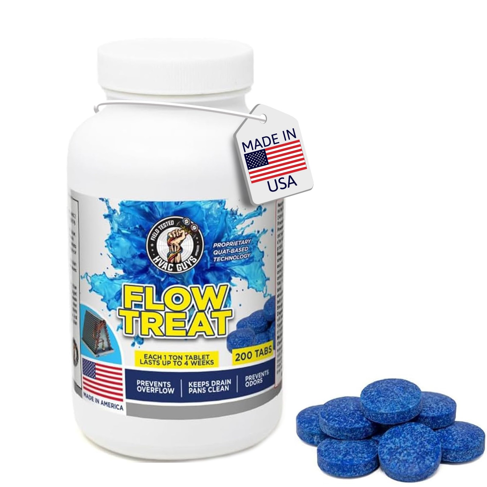 HVAC GUYS – Flow Treat Tabs – 200 Tablets | AC Drain 1 Pack (200 Tablets)