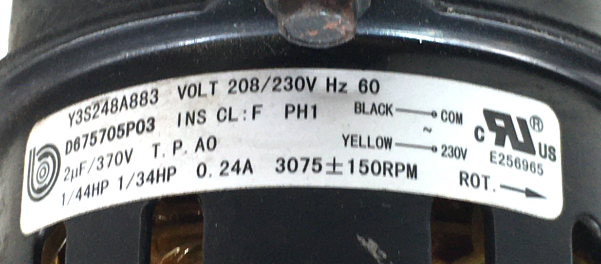 Goodman Amana Y3S248A883 Furnace Draft Inducer Motor D675705P03 230V used #MG151