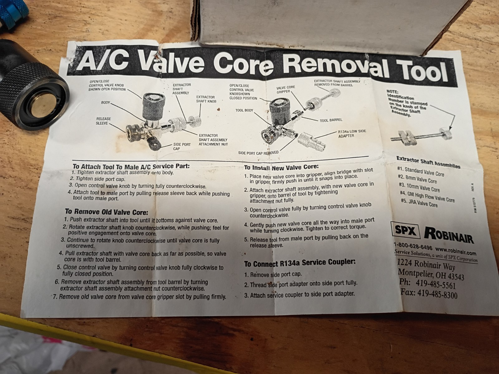 ROBINAIR Valve Core Removal Installation Tool R134A LOW SIDE 18336 COUPLER USA