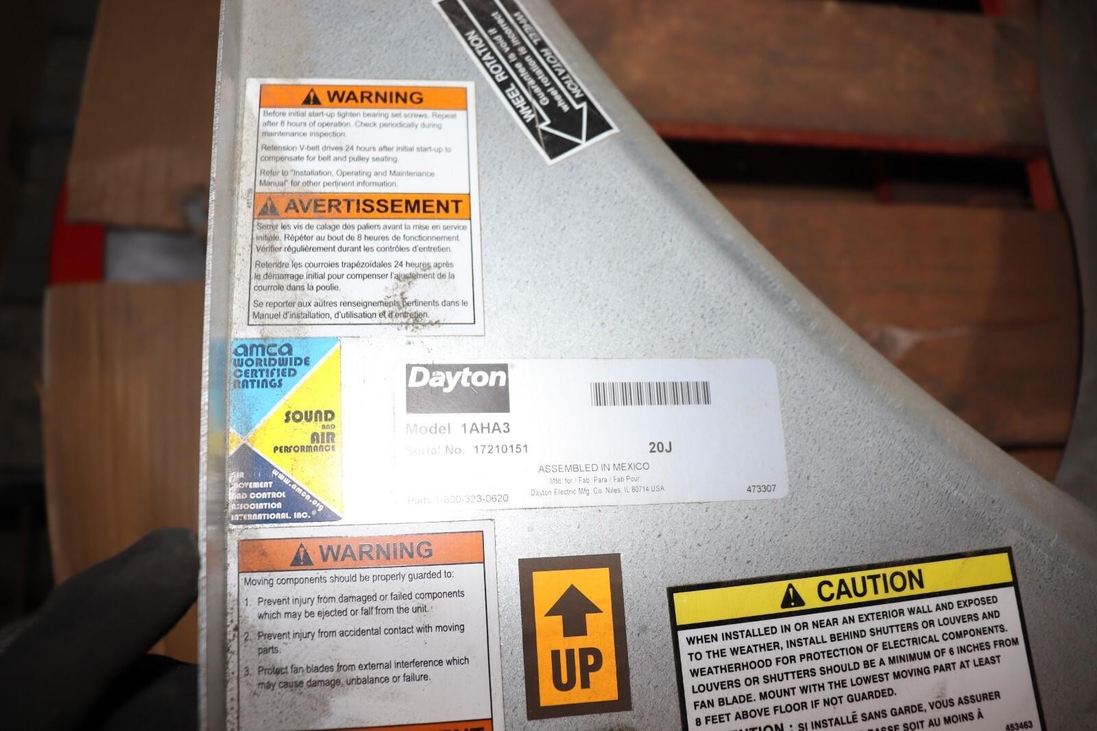 Dayton 1AHA3 Exhaust Fan, 36 In, w/o Motor, Alloy Steel