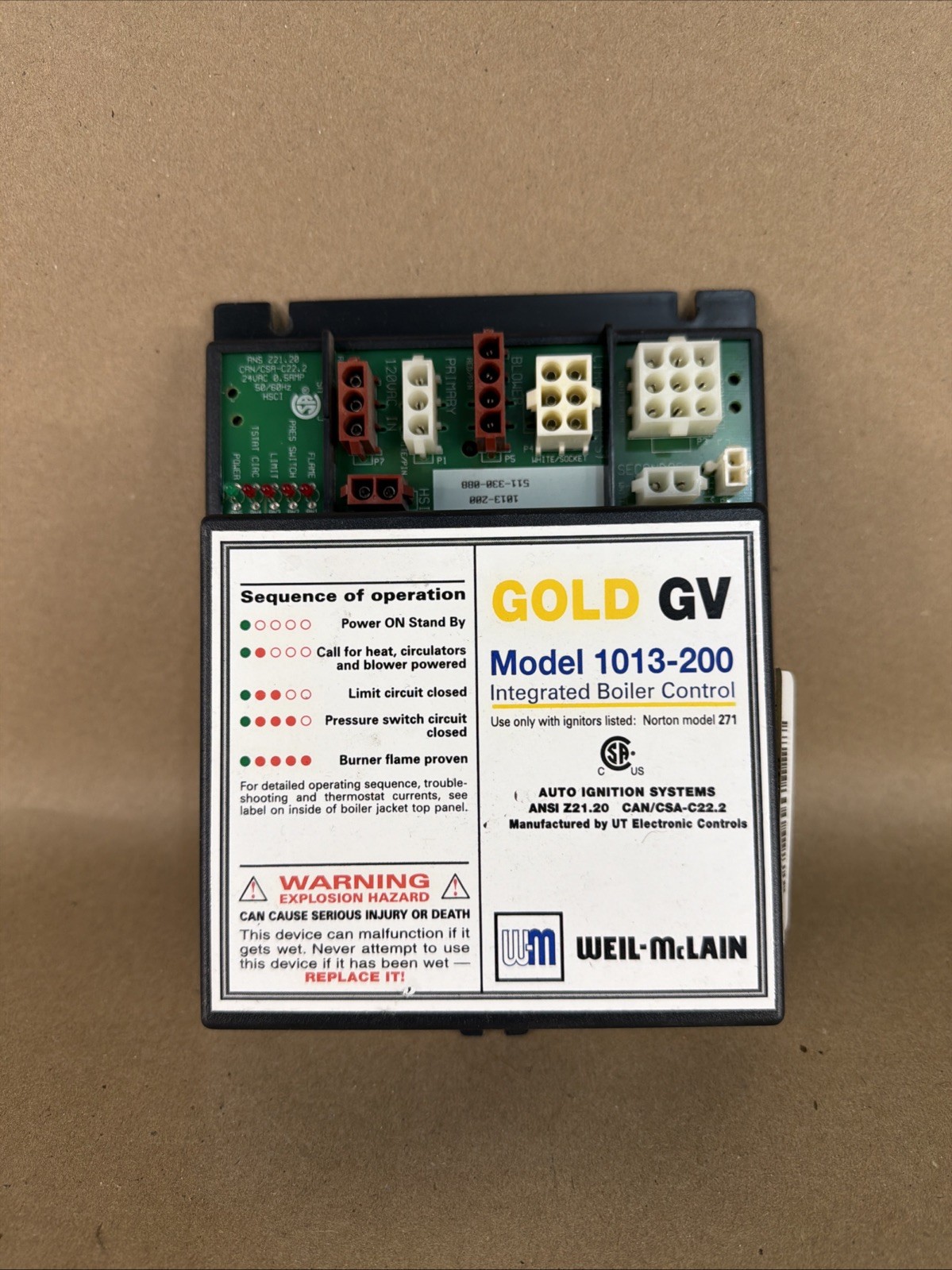 Weil McLain 1013-200 Gold GV Integrated Boiler Control Board 511-330-088 (C1)