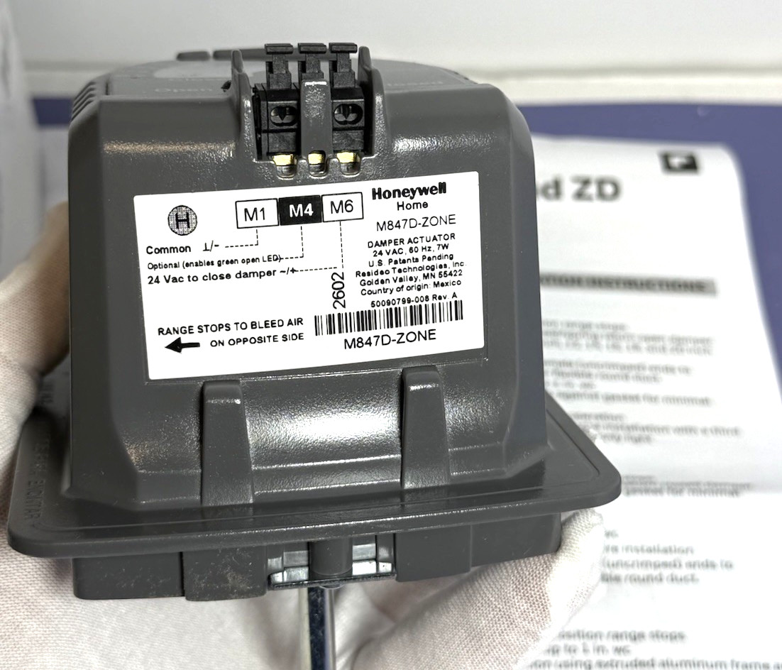 Honeywell Home M847D-Zone Damper Actuator Operator 24V