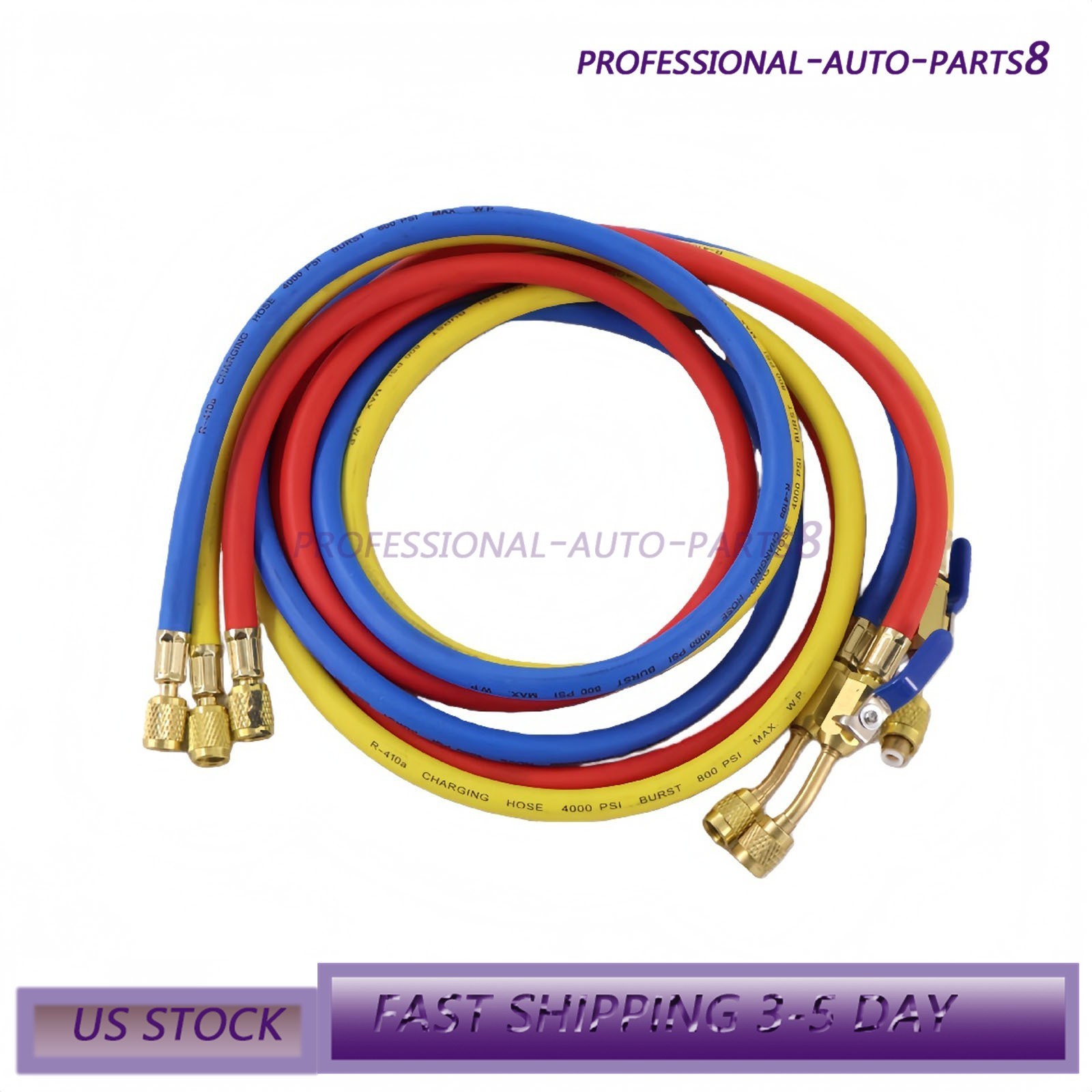 For R-410A Refrige 3Pack 29986 Plus II 1/4″ Hose with Compact Ball Valve 72″ USA