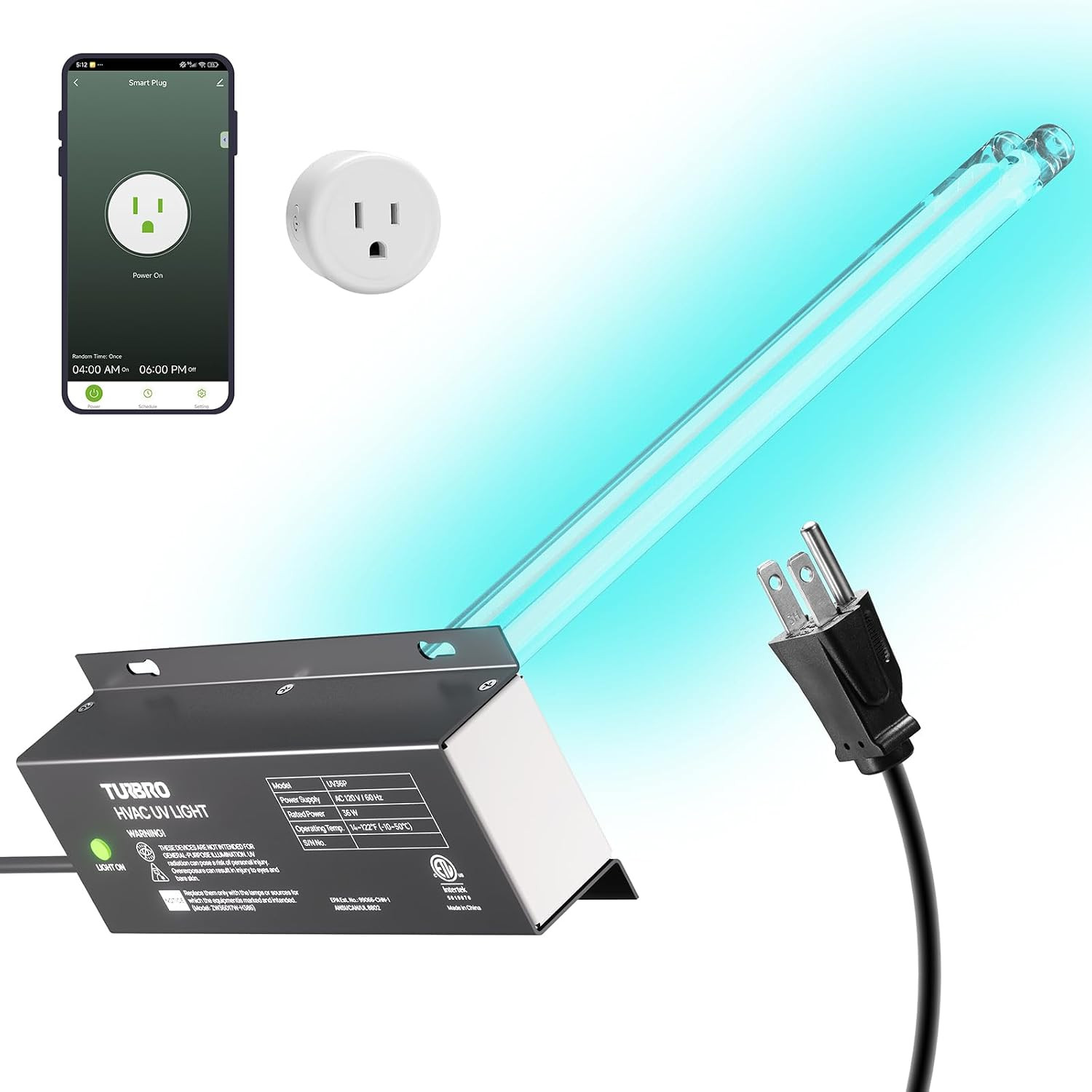 AC 100-240V 36W HVAC UV Light Kit for Ducted Coil Systems, ETL&CARB Certified, C