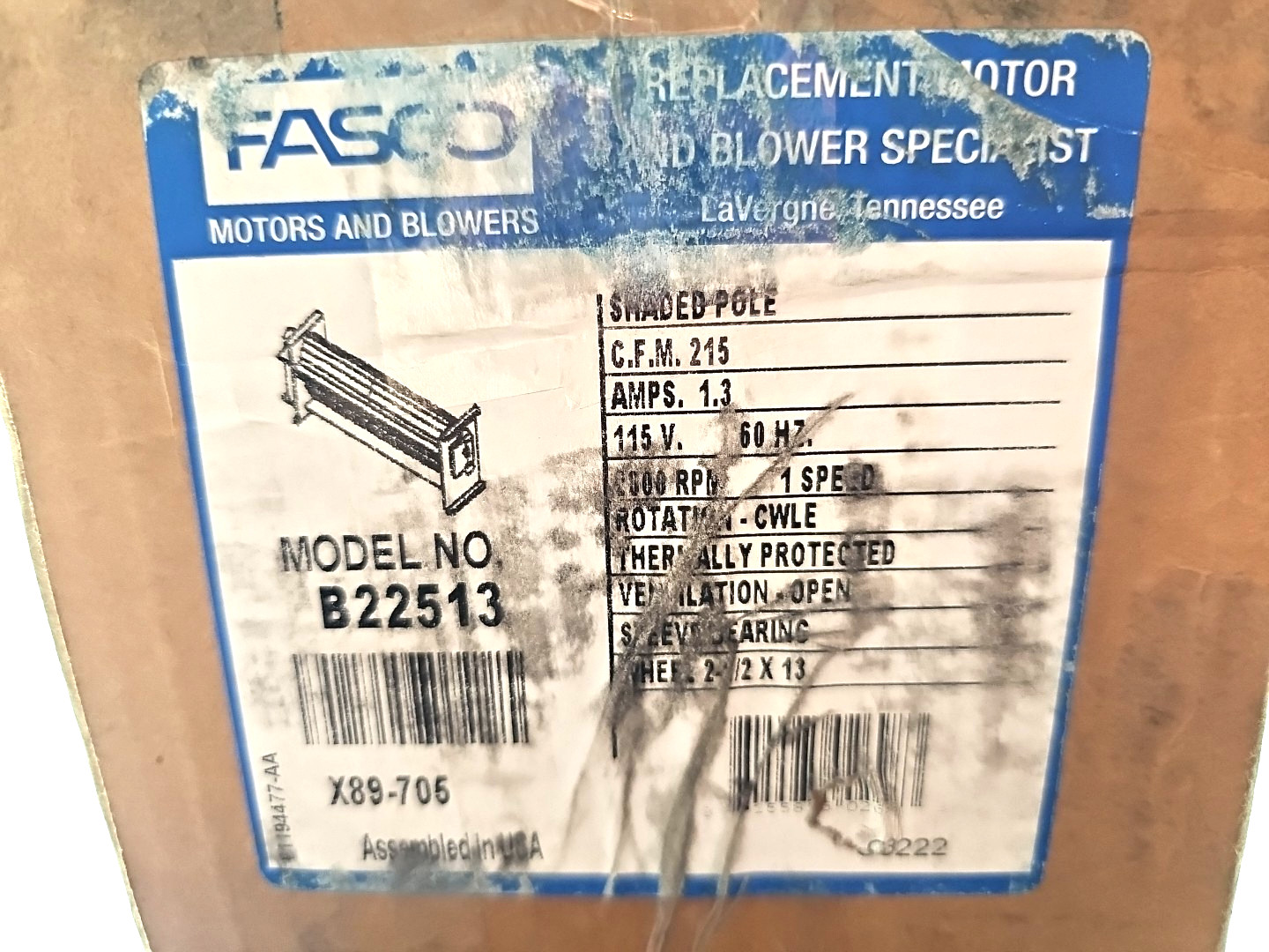 Fasco B22513 Direct Drive Free Air Output Transflo Blower with Sleeve Bearing, 2