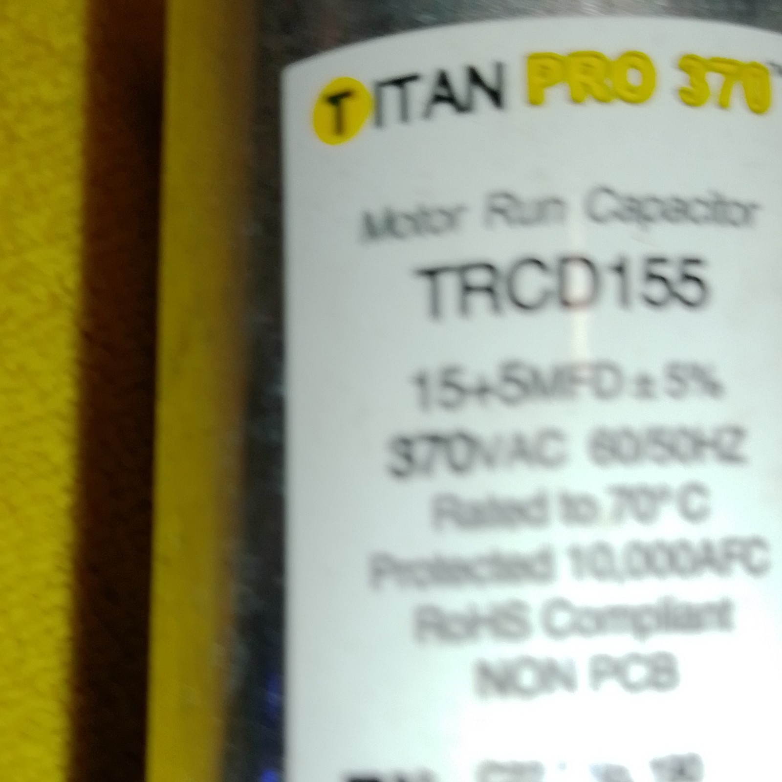 Titan Pro TRCD155 Motor Run Capacitor 15+5 MFD 370VAC 10,000 AFC