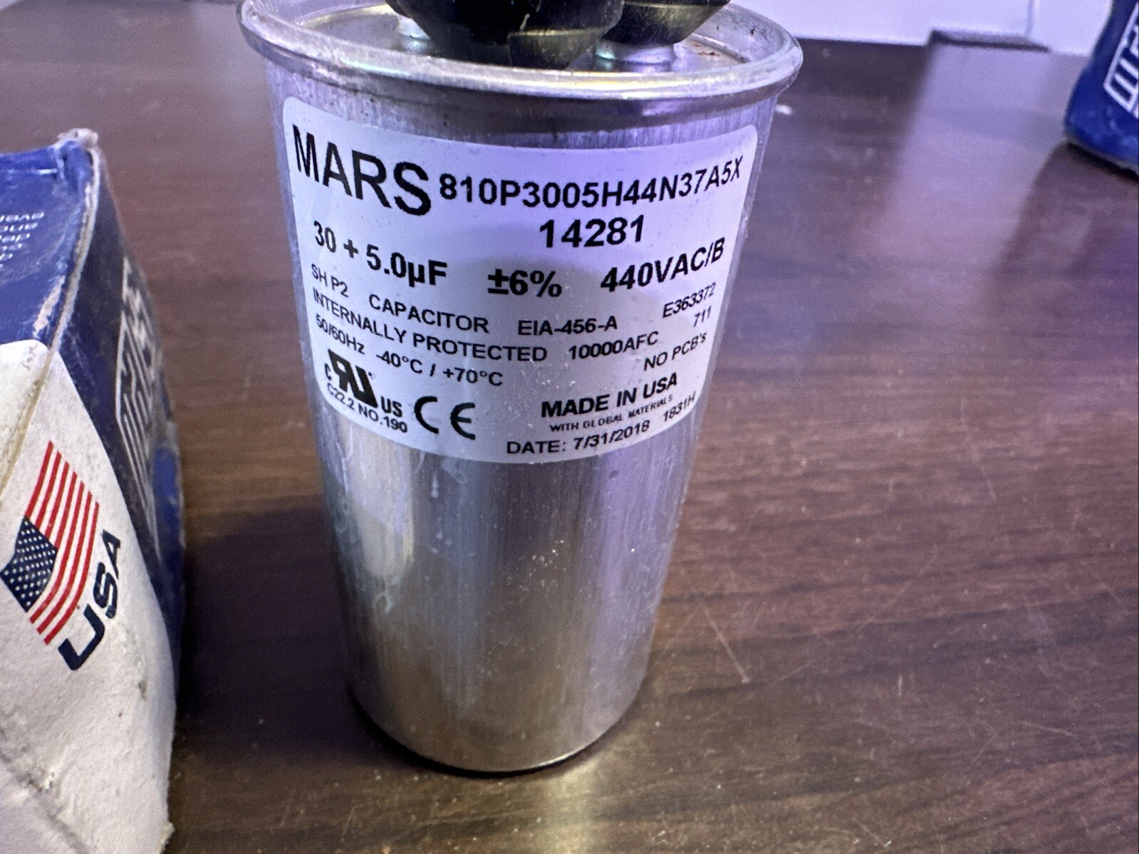 MARS 14281 OEM Replacement Run Capacitor 440/370 VAC 30/5 MFD Round