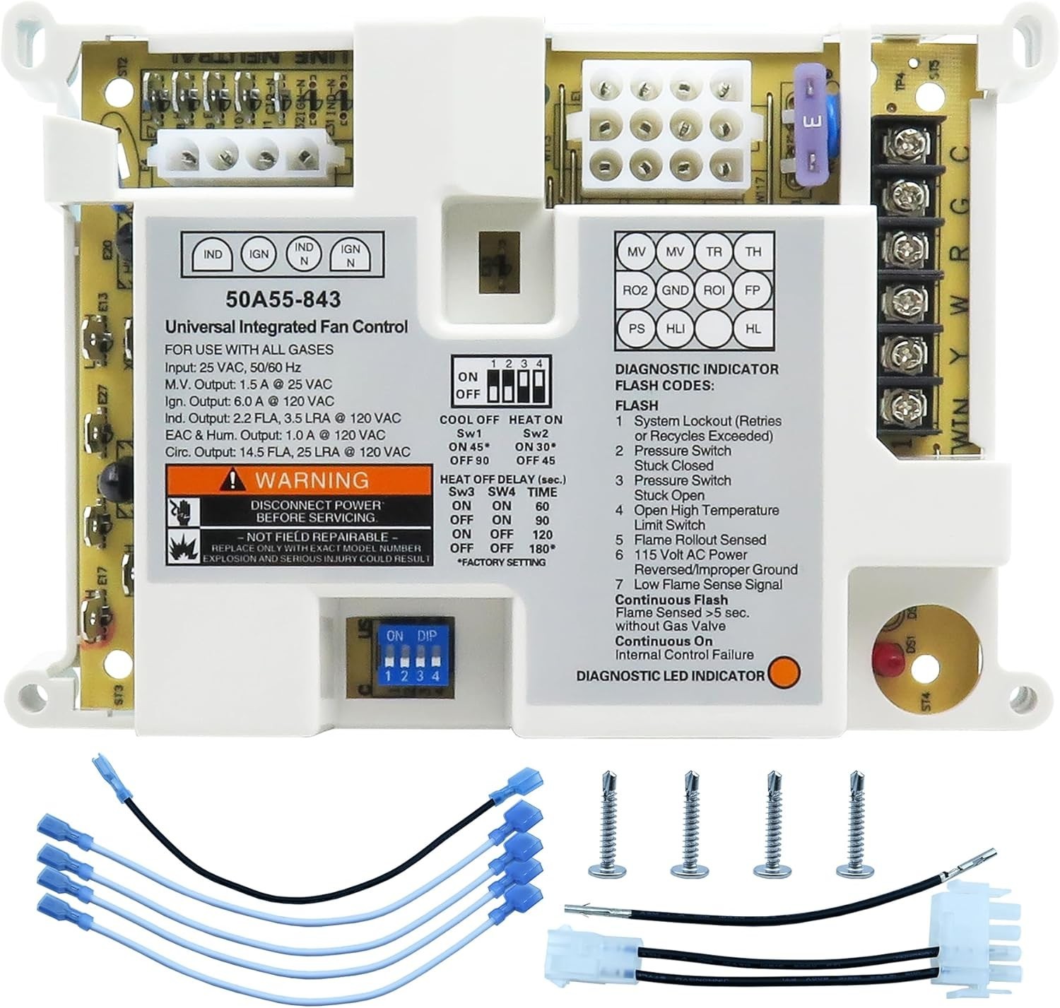 50A55-843 Furnace Control Board Furnace，Suitable for White Rodgers 50A55-843