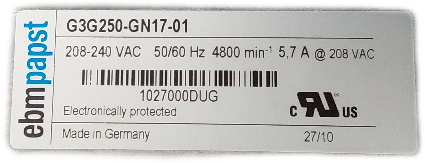 EBM-PAPST G3G250-GN17-01 1150W 230VAC 50/60Hz 5.7A High Volume HVAC Blower Fan