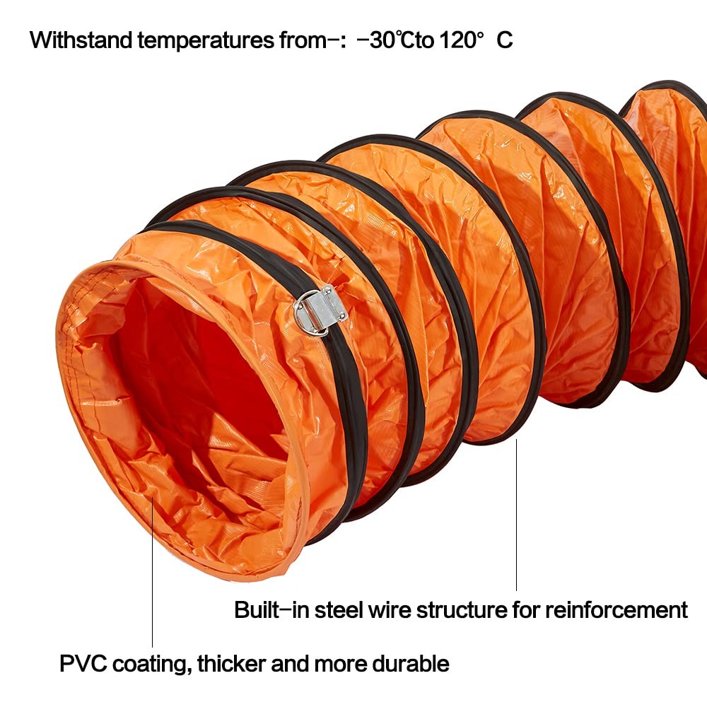 Fdtduct Pvc Flexible Duct Hose 25Ft Hvac Duct Hosing Flame Retardant For