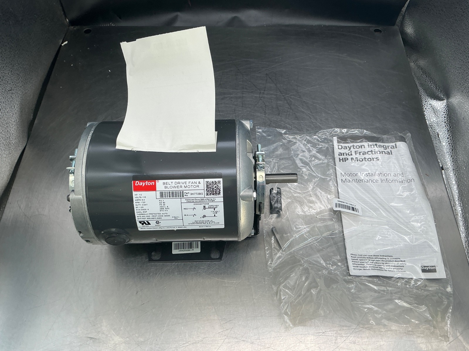 Dayton 3K772BG Belt Drive Fan and Blower Motor 1/2hp, 1725rpm