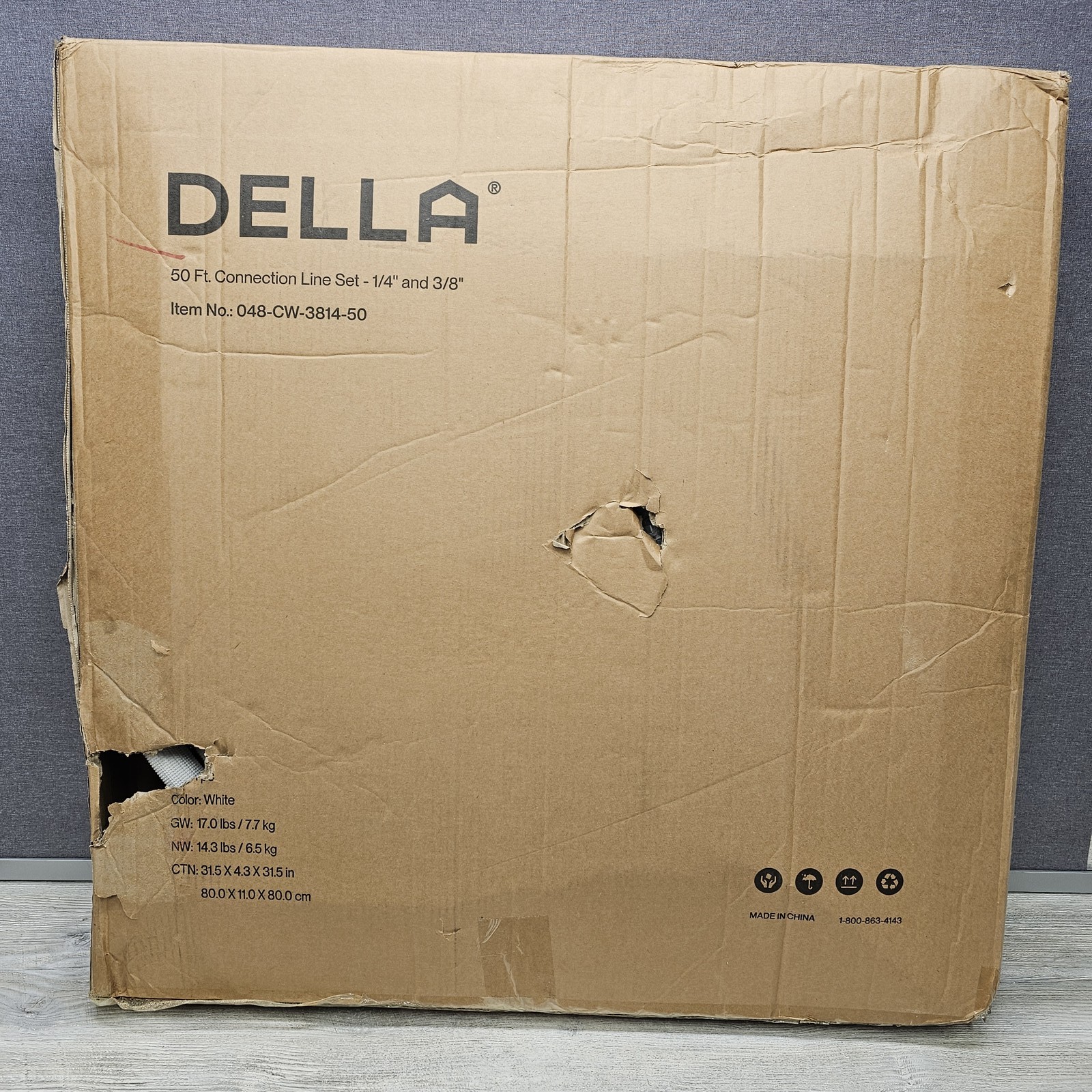 DELLA 50 Ft. Refrigerant Line Set 1/4″ & 3/8″ for Mini-Split AC HVAC Systems