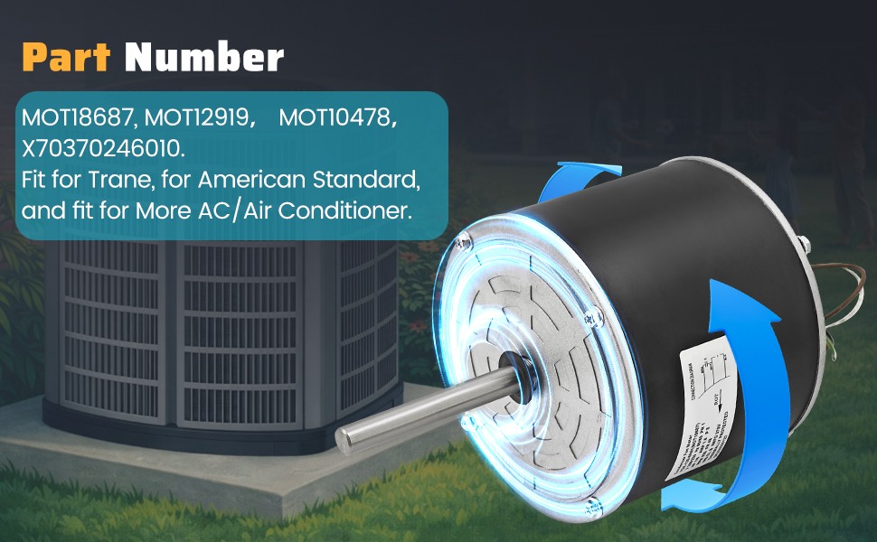 MOT18687 Condenser Fan Motor 1/6 HP for Trane/American Standard Air Conditioner