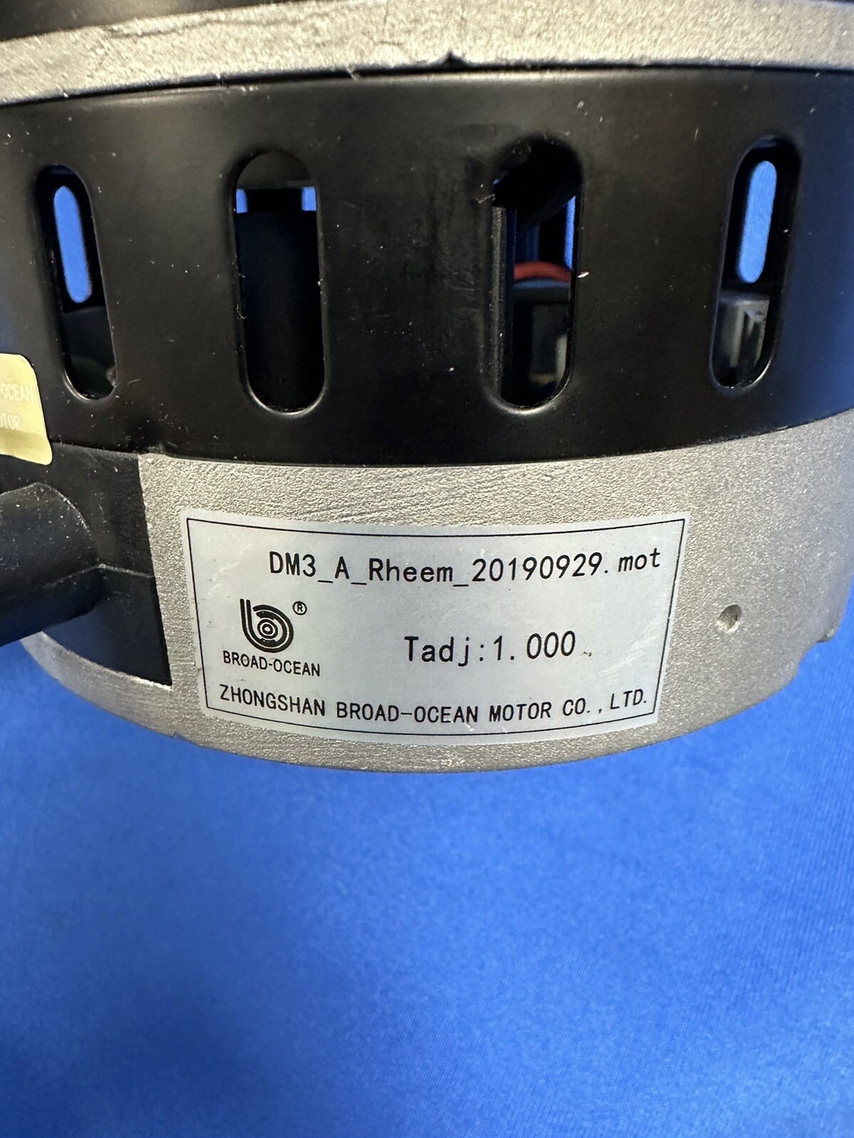 Rheem Broad Ocean 1/2 HP Blower Motor 20190929 ZWK702B506109 115/230V