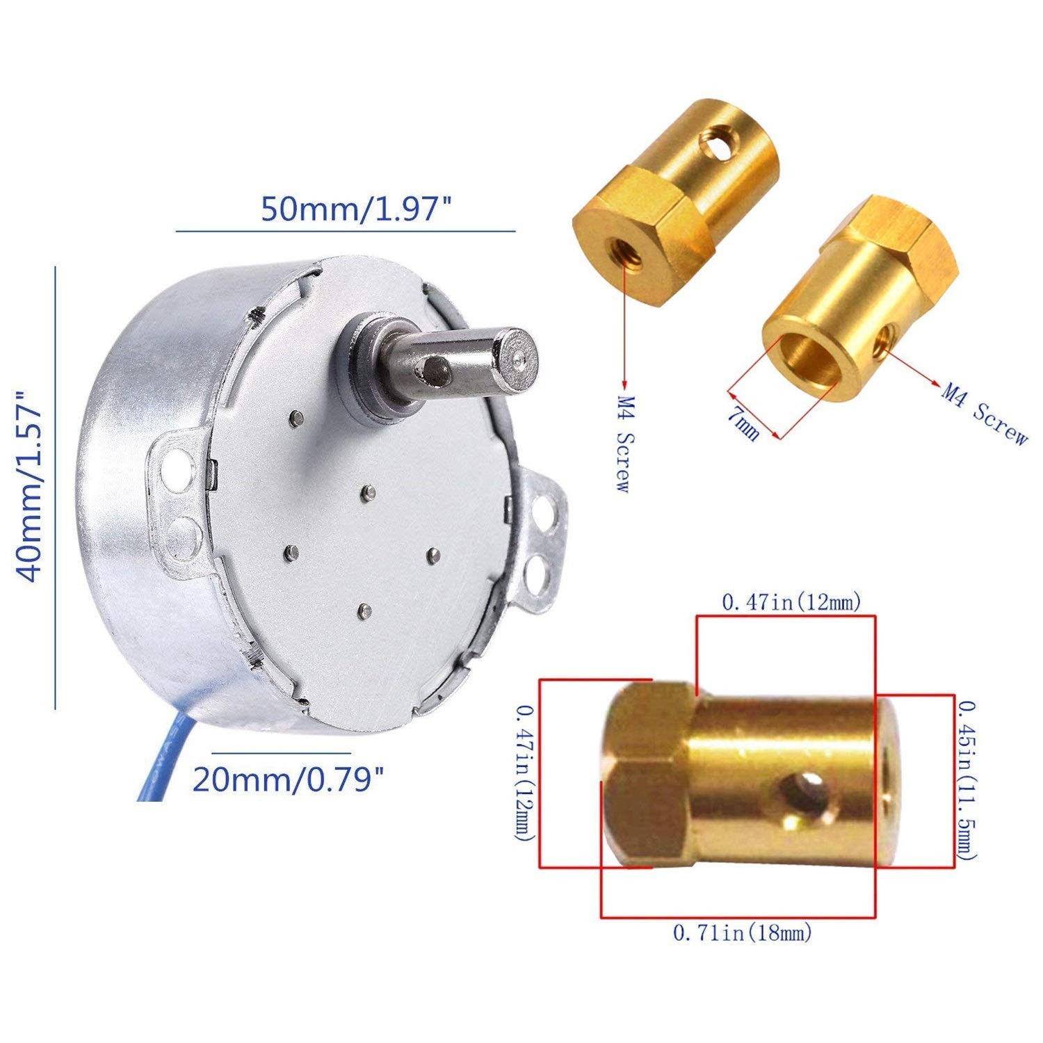 Synchronous Synchron Motor Tumbler Motors with 7mm Flexible Coupling 5-6RPM