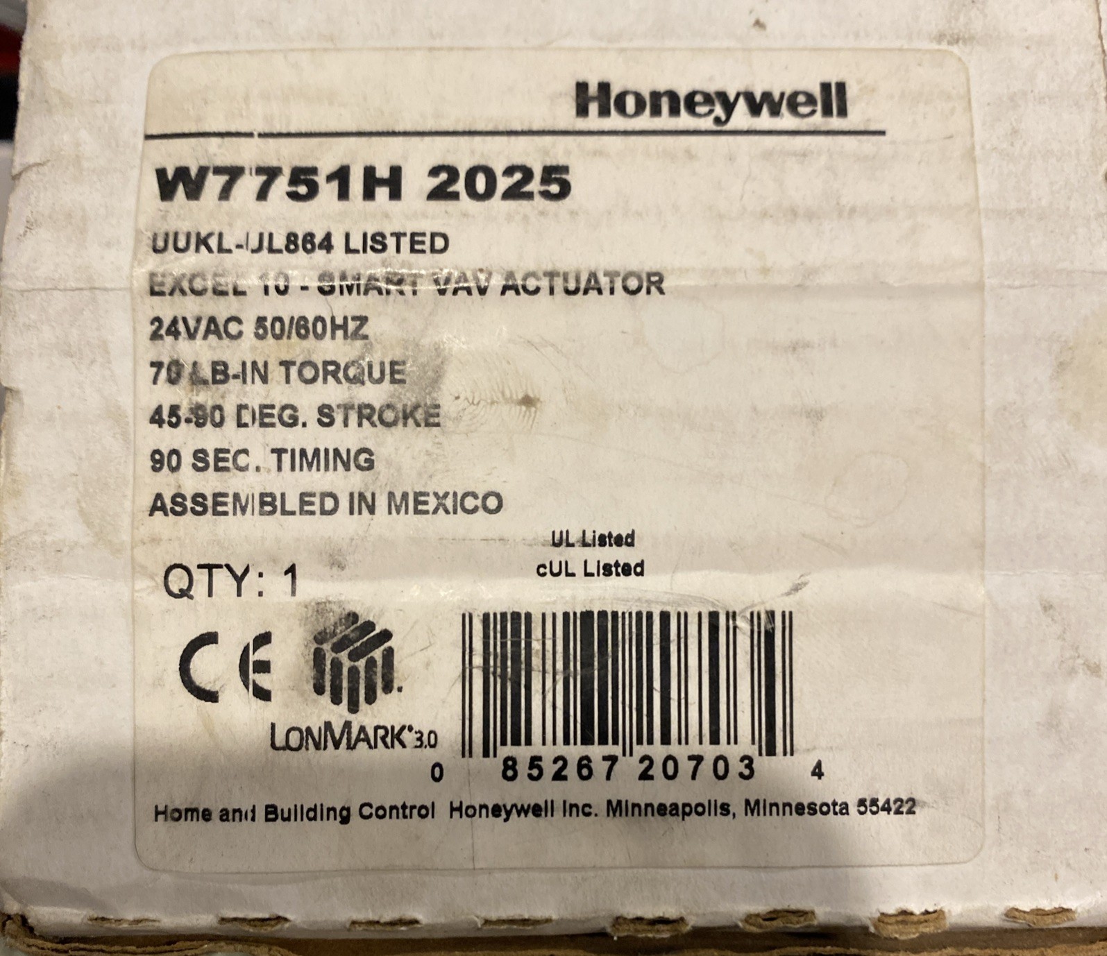 Honeywell W7751H2025 Excel 10 Smart VAV Controller