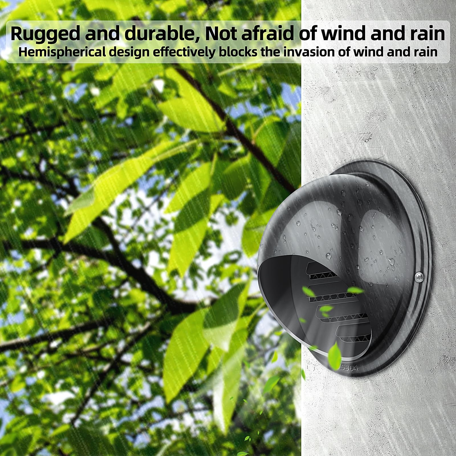 3 inch Round Wall Vent Cap, piiyoosnn 304 Stainless 3-inch（70mm）Black Paint