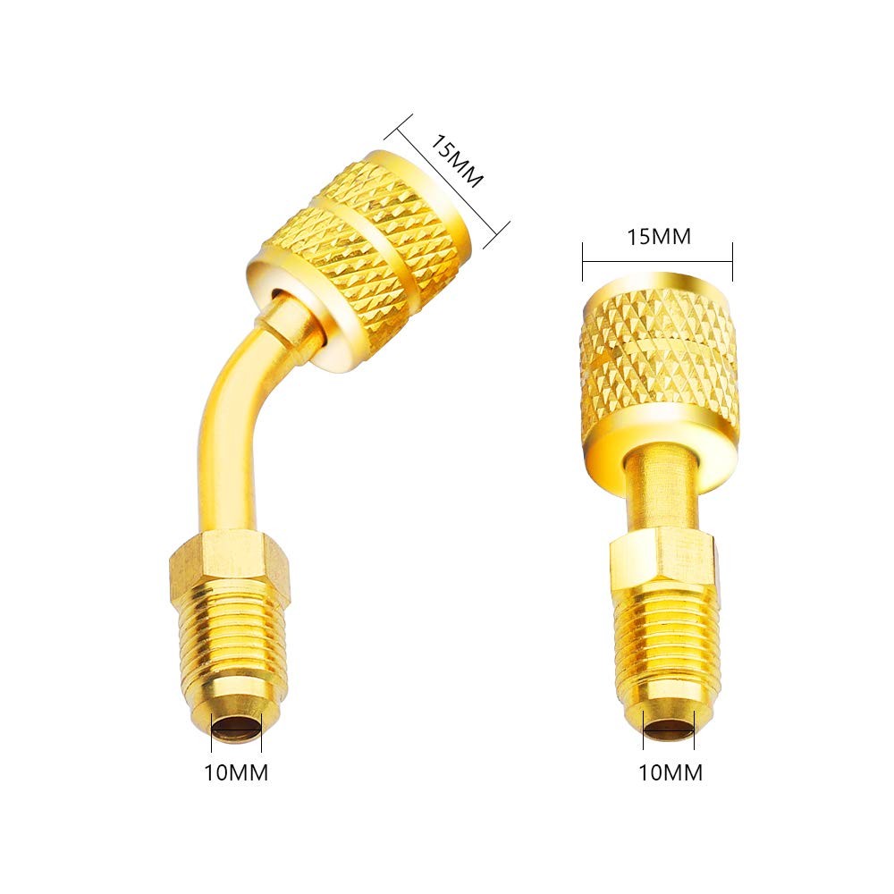 Zoizocp R410A Adapter 5/16″ SAE Female to 1/4″ 2 Straight + 2 Angled, Brass