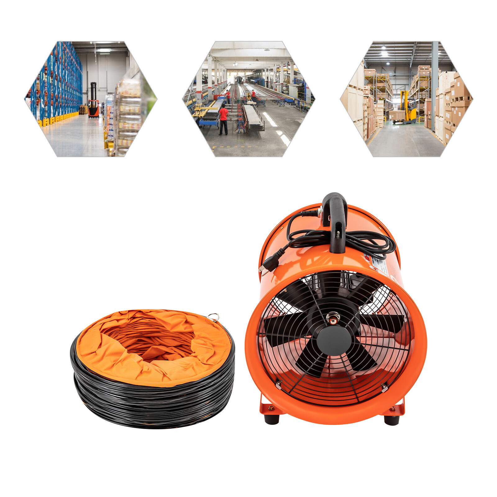 12” Extractor Fan Utility Blower Fan Portable Duct Hose High Velocity Exhaust