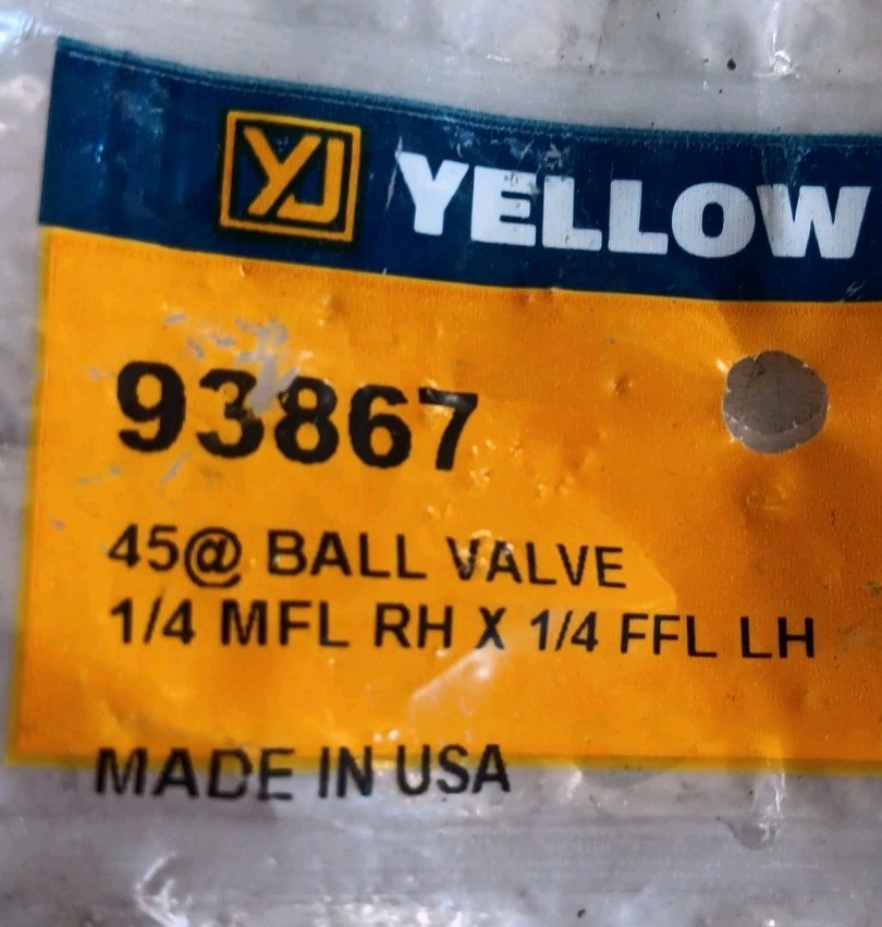 Yellow Jacket 93867 45° Ball Valve 1/4″ MFL RH x 1/4″ FFL LH