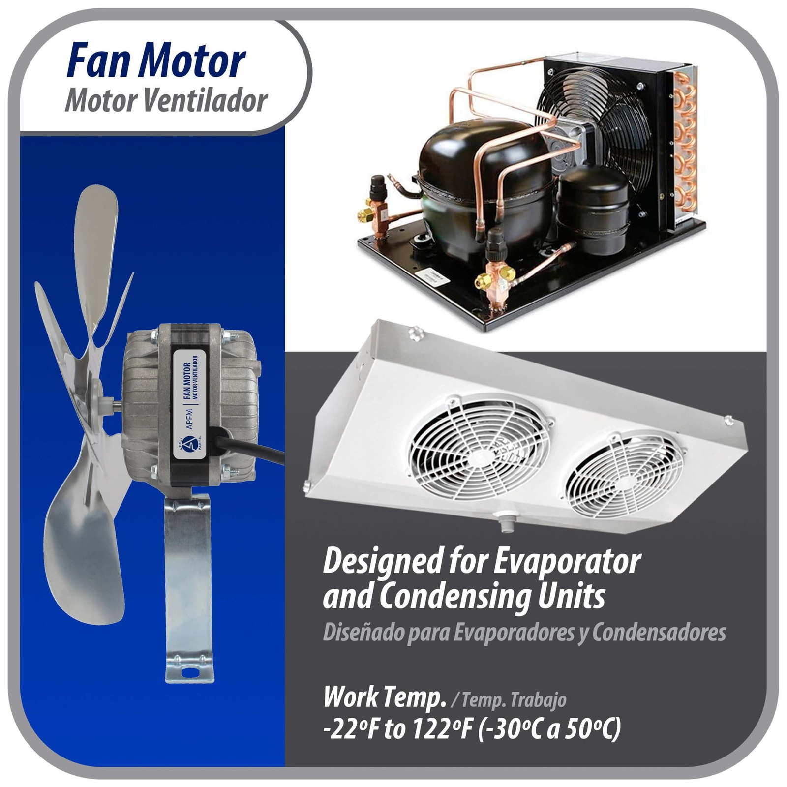 Appli Parts APFM-101E 10W Condenser and Evaporator Fan Motor 115V 60Hz 0.65A, In