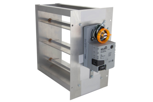 18″ x 8″ Rectangular 2 Position Zone Damper – Belimo 3 Wire Actuator – Bottom Mo