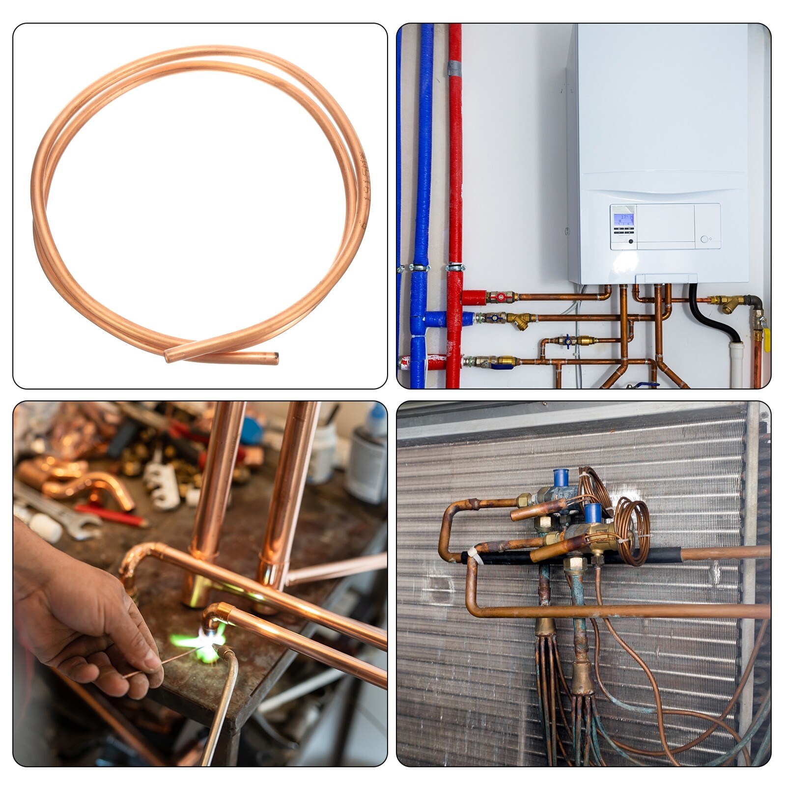 Copper Tube 1/4” OD x 3Ft Refrigeration Flexible Pipe Seamless Hollow