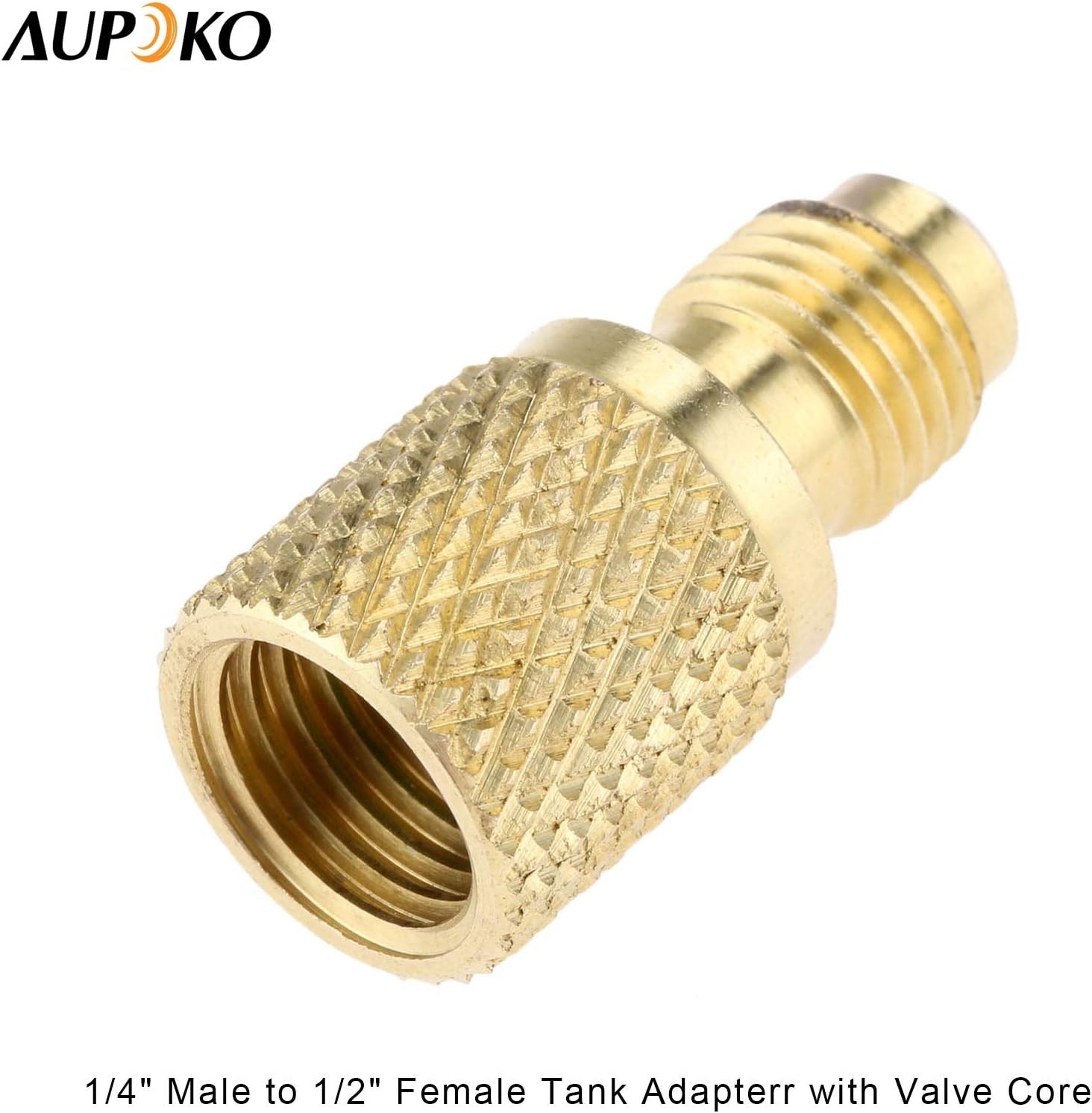 Brass Adapter Fitting with Valve Core, 1/4″ Male to 1/2″ Female for AC Refrigera