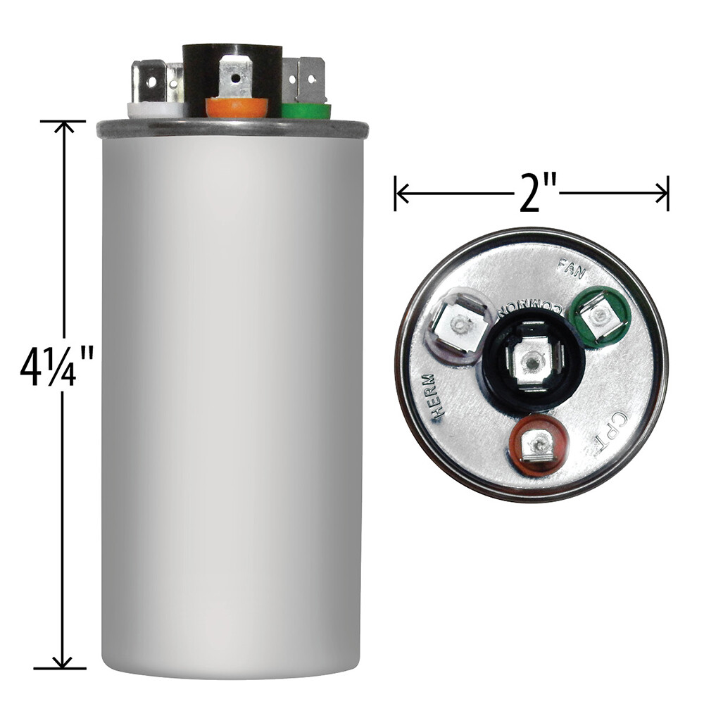 35 + 5 uF MFD x 370 / 440 VAC Motor Run Capacitor AmRad USA2227 – Made in USA
