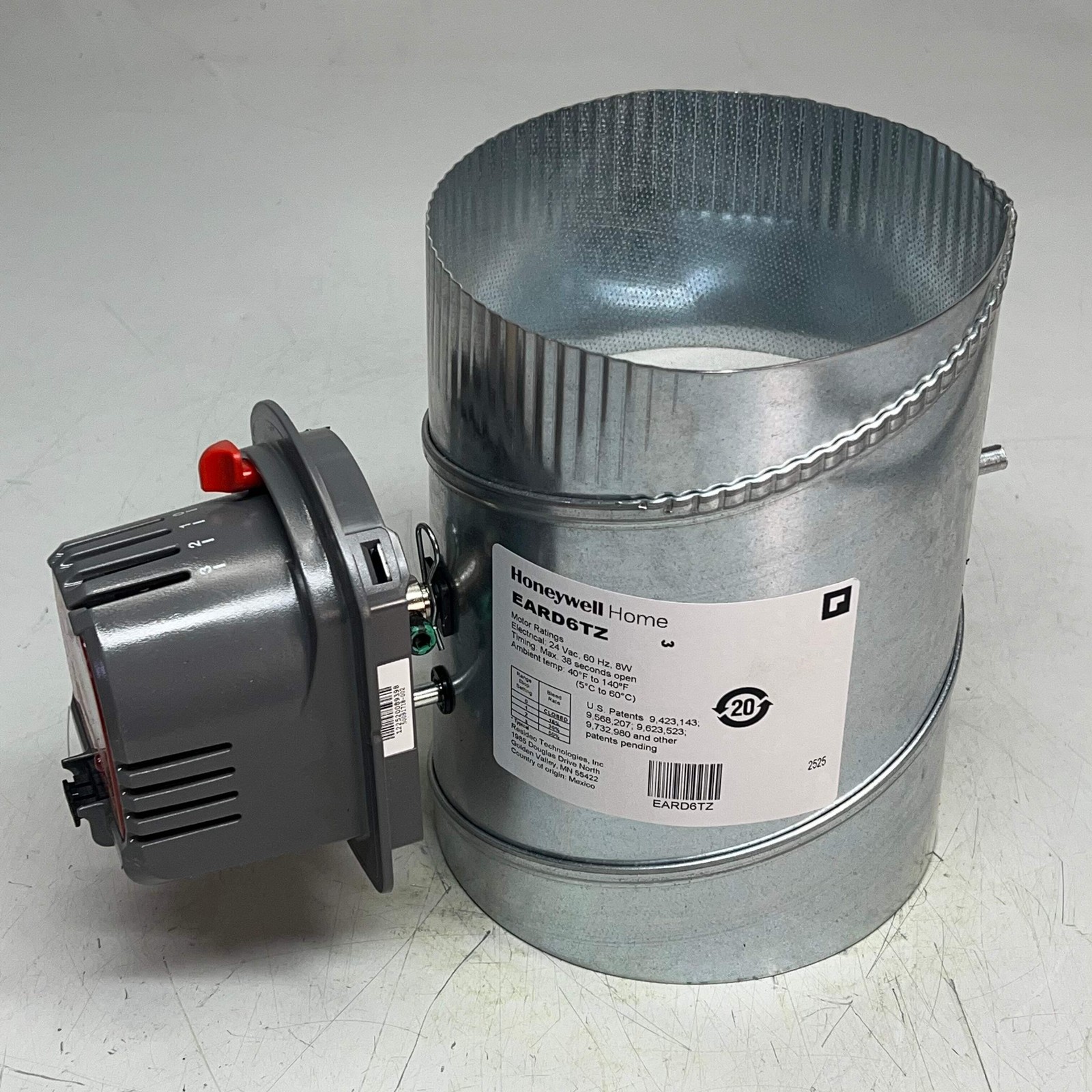 HONEYWELL Steel TrueZONE Motorized Fresh Air Damper 6″ 24V Chrome EARD6TZ
