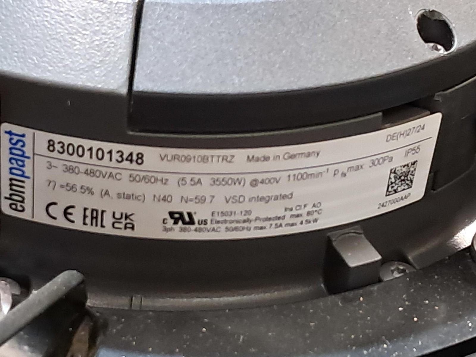 ebmpapst 8300101348 Axial Flow 3-Phase 380-480V Fan HVAC Refrigeration