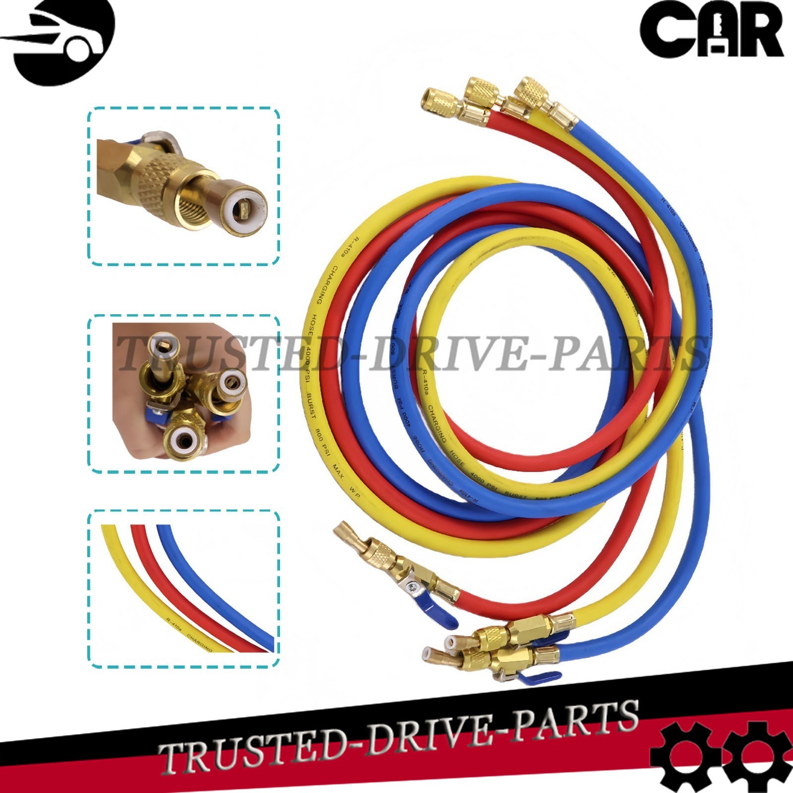For Plus II 1/4″ Charging Hose Set 72″ Compact Ball (Pack of 3)