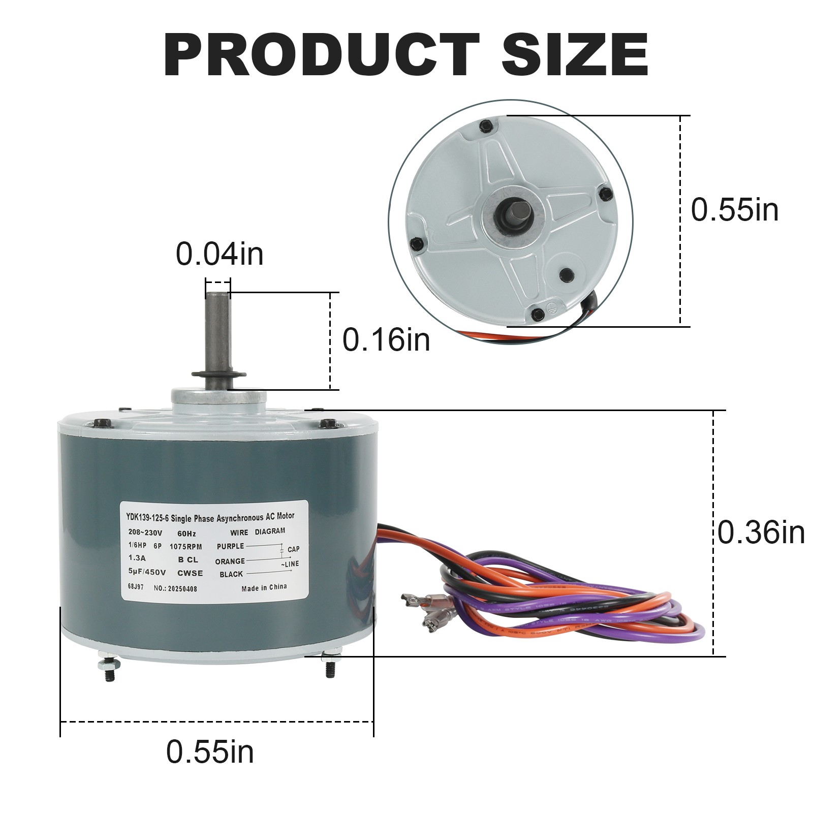 Condenser Fan Motor, 1/6 HP, 208-230 Volts For Lennox 68J97 – Interlink 68J9701