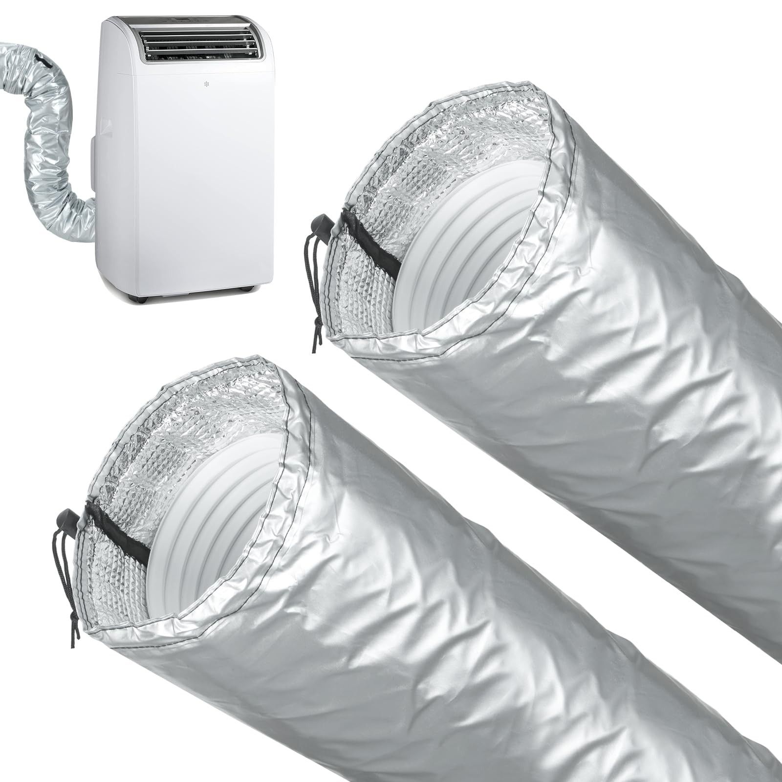 2 Pcs Portable AC Hose Insulation Sleeve, Air Conditioner Light Gray