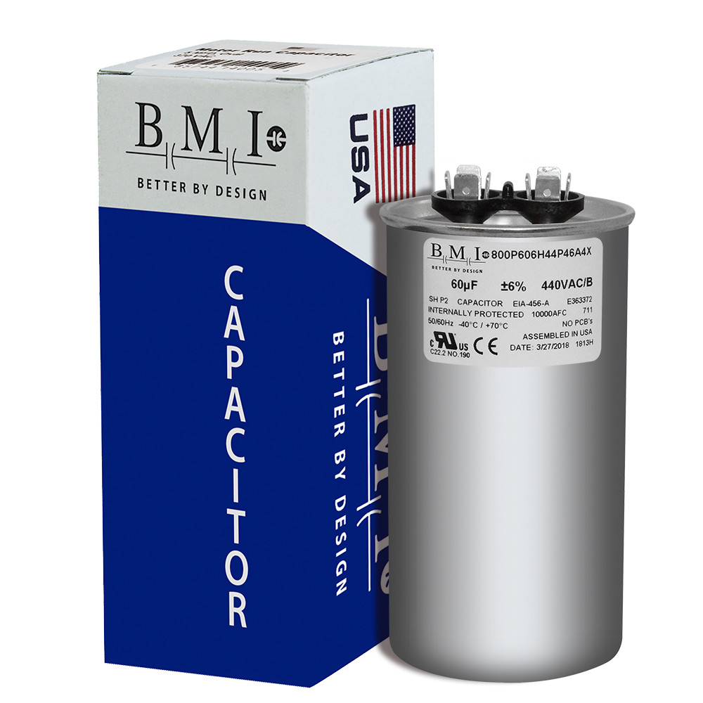 Motor Run Capacitor 60mfd 60uf 370V 370VAC 440VAC Round Metallized USA MADE