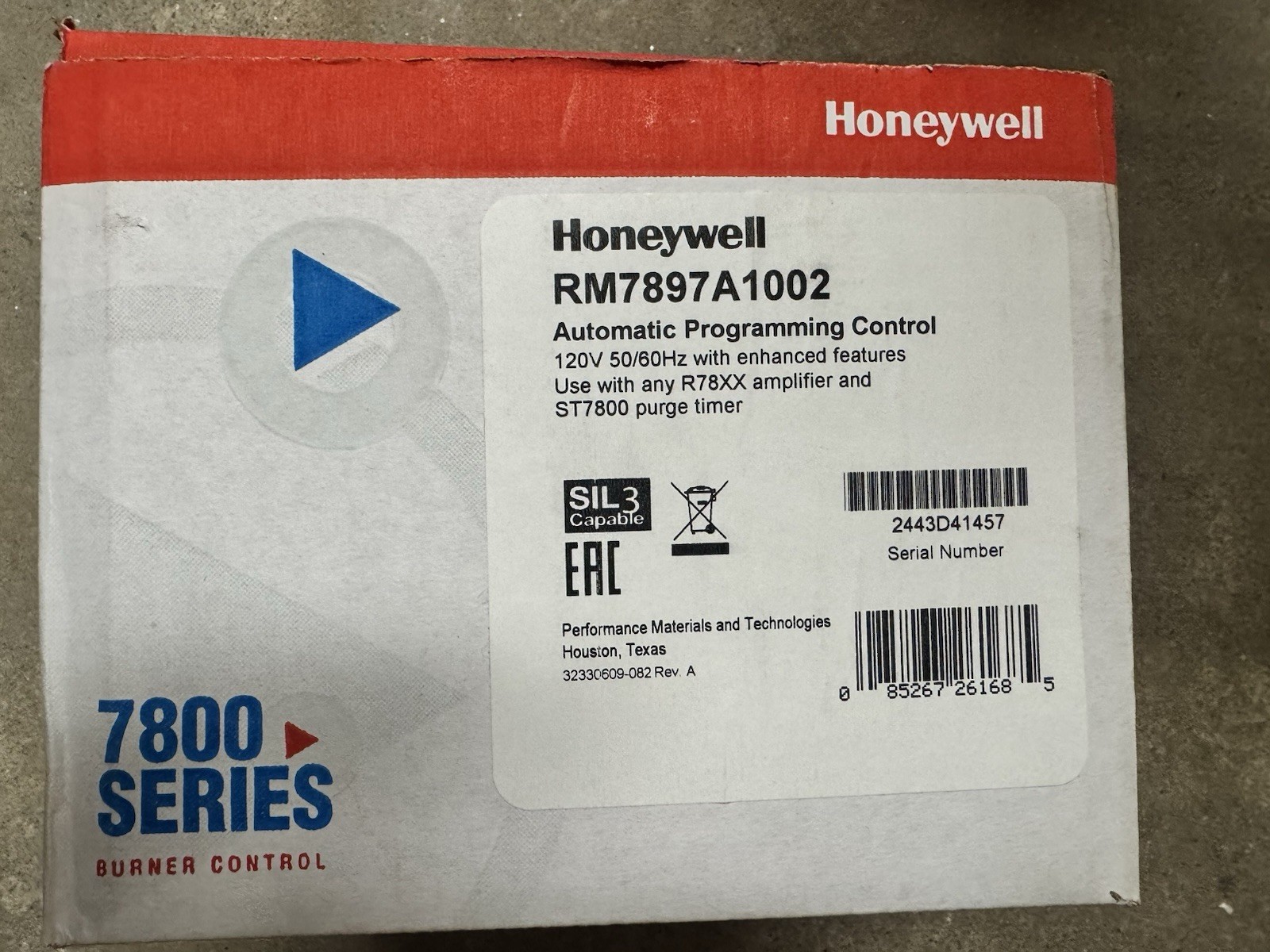 RM7897A1002 Honeywell Primary Control w/ Pre & Programmable Post Purge